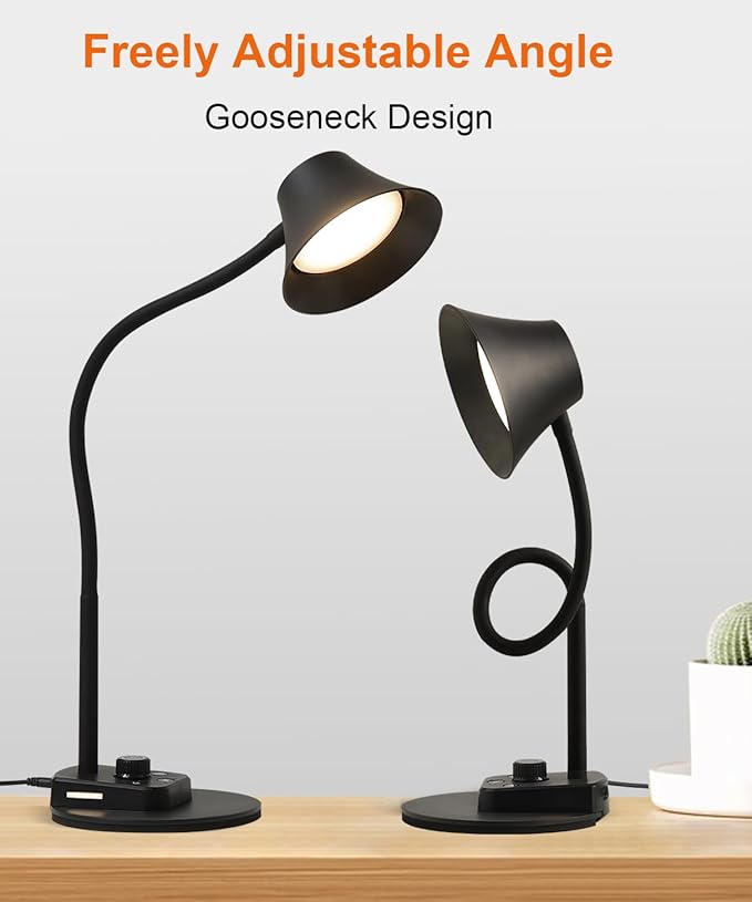 BOHON LED Desk Lamp for Home Office, Fully Dimmable Bedside Lamps with USB A and C Charging Port, 5 Colors Reading Lamp with Night Light, Auto Timer, Table Lamp for College Dorm Room