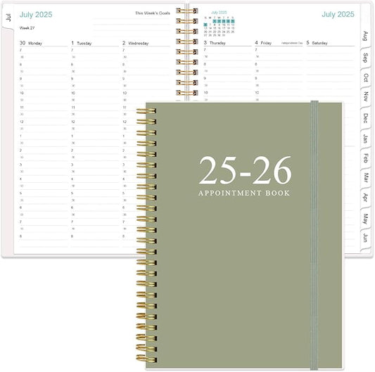 2025-2026 Appointment Book & Planner - Hourly Planner from July 2025 - June 2026, Weekly Appointment Book 2025-2026 with 30-Minute Interval, 6.4" x 8.5", Teal