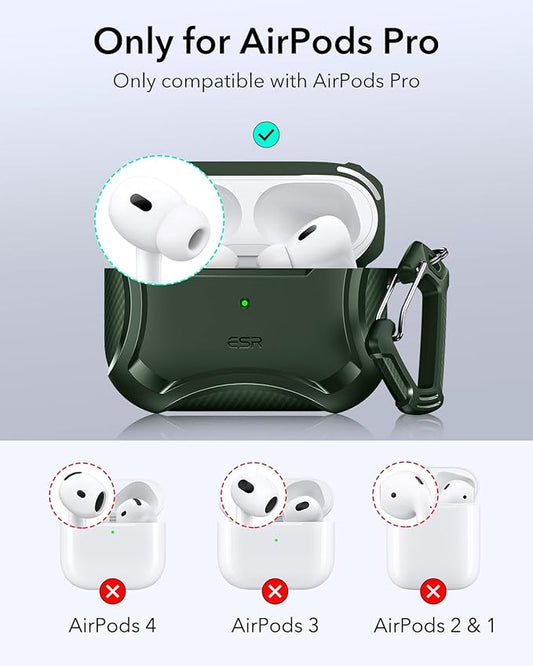 ESR for AirPods Pro 2nd Generation Case, Compatible with Airpods Pro Case 2nd/1st Gen (2023/2022/2019), Compatible with MagSafe, Powerful Drop Protection, Magnetic Lid, Green