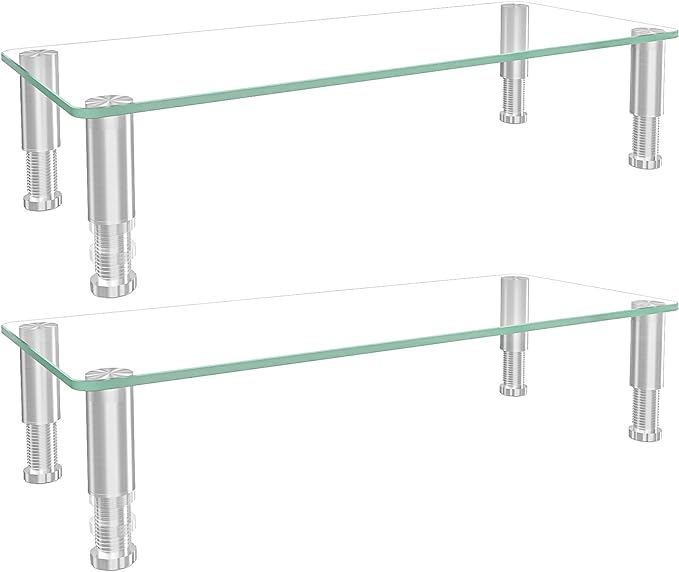 2 Pack Computer Monitor Riser with Height Adjustable Multi Media Desktop Stand for Flat Screen LCD LED TV, Laptop/Notebook/Xbox One,HD01T-201