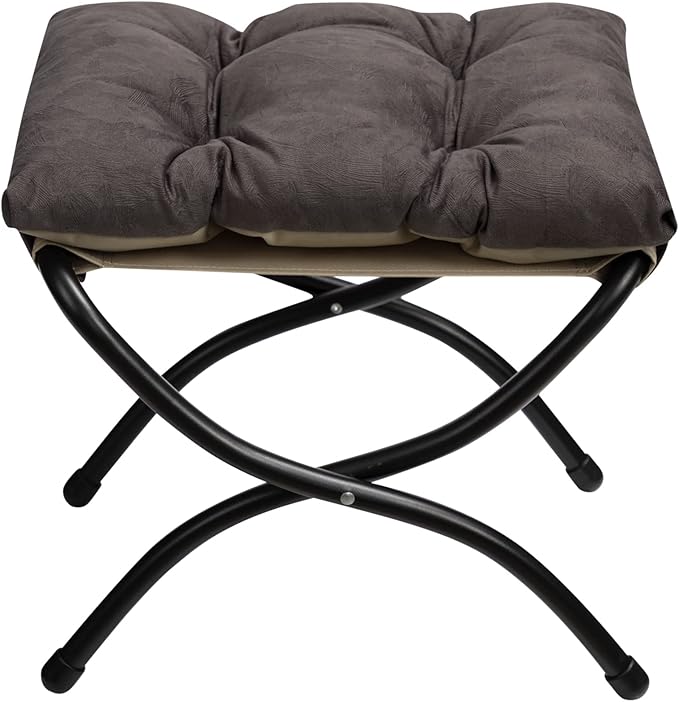 HollyHOME 15"(H) Folding Footrest Stool, Upholstered Small Foldable Ottoman, Accent Padded Sofa Foot Stool for Lazy Chair, Metal Frame Portable Foot Rest Ottoman for Living Room, Bedroom, Coffee