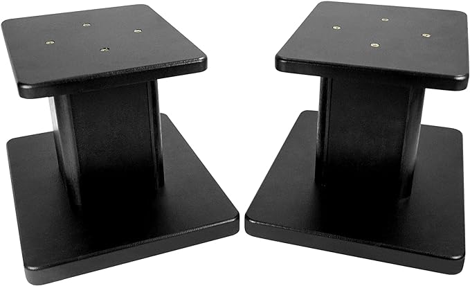Rockville RHT8B 8in Desktop Speaker Stands, 66lb Capacity, Isolation Pads, Cable Management, Perfect for Studio Monitors and Bookshelf Speakers