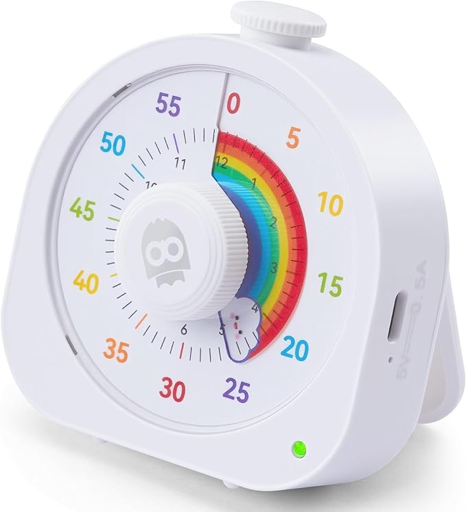 Visual Timer for Kids β 60min/12h Rainbow Magnetic Timer for Classroom, Rechargeable Silent Countdown Timer with Pomodoro Mode, ADHD Time Management Tool