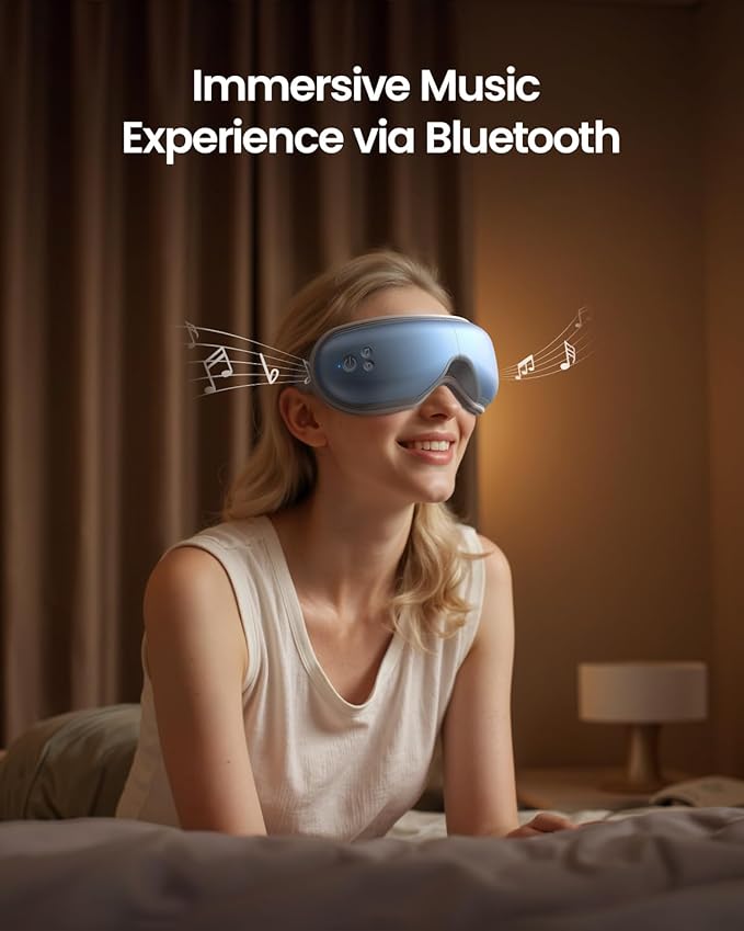 RENPHO Eye Massager with Heat, Eyeris1 Massage Mask Birthday Gifts, Migraine Massager with Remote, Compression, Silent Mode, Bluetooth, Heated Sleep Mask for Strain Relief, Stye Eye, Improve Sleep