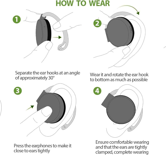 Open Ear Headphones Wireless Bluetooth 5.3 Open Buds Wireless Earbuds Over Ear Hooks Bluetooth Headphones with Microphone Clip on Bluetooth Earphones On Ear Headphones with Earhooks