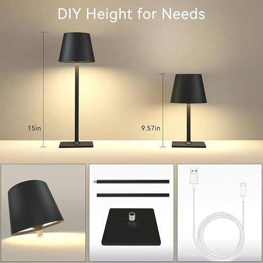 4 Pack Rechargeable Cordless Led Table Lamps,Cordless Lamp with 6000mAh Battery Operated, Portable Indoor/Outdoor Table Lamp for Patio Restaurant Home Dinner Dining Kitchen