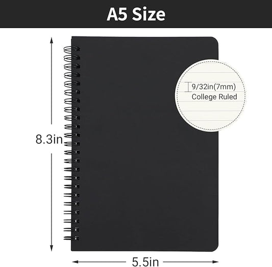 EUSOAR A5 Spiral Notebook, 6 Pack 5.5" x 8.3" 120 Pages Hardcover Lined Travel Writing College Ruled Notebooks, Memo Notepad Sketchbook, Students Office Business Subject Diary Ruled Book Journal