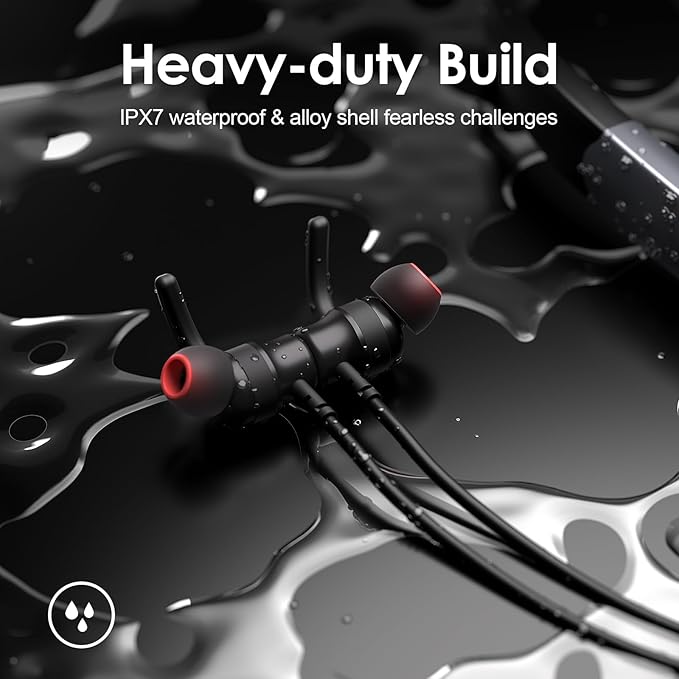 Bluetooth Headphones, 150H Playtime Wireless Bluetooth Earbuds with Earhooks, w/Mic in-Ear Magnetic Neckband Earphone, IPX7 Sweatproof Deep Bass Headset for Home, Traveling, Outdoor, Business Trips