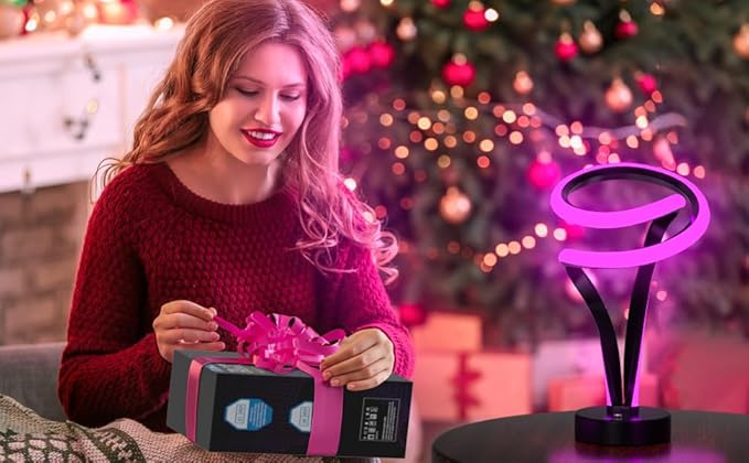 Spiral RGB LED Table Lamp - 7 Colors Touch Dimmable, 10 Lighting Modes Night Light for Bedroom Office, USB Powered Modern Desk Lamp, Ideal Gift (Black)