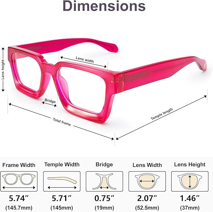 VISOONE Blue Light Blocking Glasses with TR90 Rectangle Frame and Chic Preppy Look for Women Men RIVER