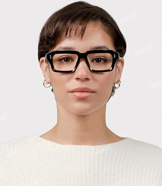 AIEYEZO Fashion Square Blue Light Glasses for Men Women Retro Thick Frame Blue Light Blocking Computer Glasses