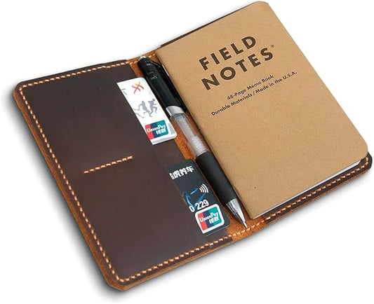 Handmade Leather Cover For 3.5"X5.5" Notebooks,Leather Journal Cover for Field Notes, Gift For Him (Brown)