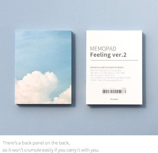 Monolike Memopad Feeling ver.2 design SET - 4 Packs, 4 Different Designs, 100 Sheets Per Pad, Total 400 Sheets, Note pads, Writing pads