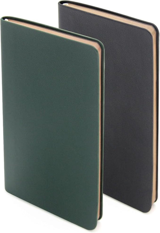 Soft Cover Journal Notebooks 2 Pack A6 Pocket Notebook Small Notebooks Lined Writing Journals 3.1x5.5 Inches 112 Pages Mini Notebooks Journals for Men and Women Travel Office School - Black Dark Green