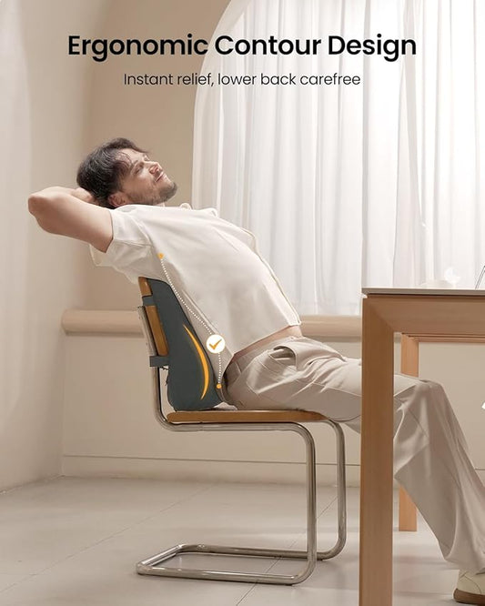 ProtoArc Lumbar Support Pillow for Office Chair, Memory Foam Back Support Pillow for Lower Back Fatigue Relief, Lumbar Cushion Desk Chair Back Cushion, Ergonomic Back Rest for Chair, Car - Gray
