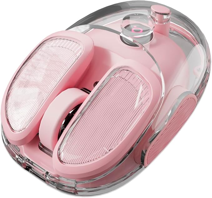 EWEADN Q9 Wireless Clear Mouse Dual Mode Bluetooth & 2.4G USB Computer Mouse with RGB Lighting, Silent Clicks, Multi-Device Compatibility for Laptop, PC, MacBook, iPad Cute Mouse-Pink