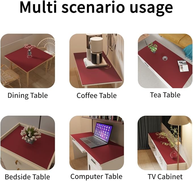 Dining Table Cover Protector for Dining Room Table - Can Be Used On Both Sides Waterproof and Easy to Clean Good Flatness Used for Dining Table(Black+Wine Red 44x78)