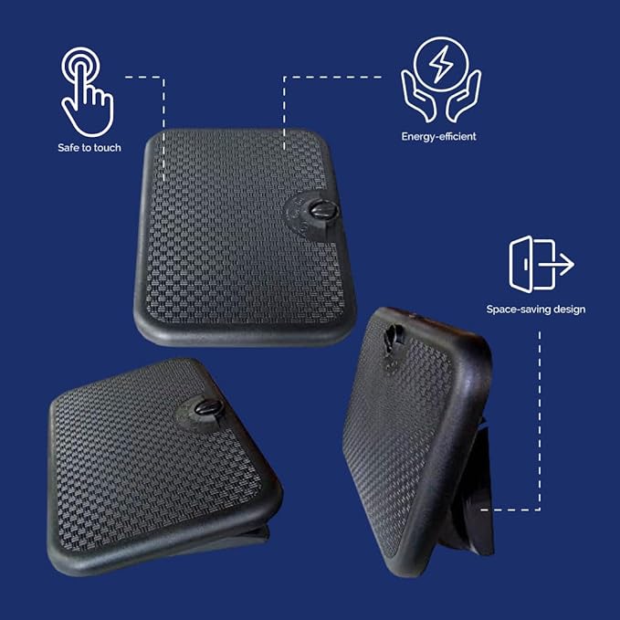 Toasty Toes Foot Warmer, Ergonomic Heated Footrest with 3 Adjustable Positions and 2 Heat Settings, Portable Space Heater, 105 Watts, Black, 12" x 18" x 5"