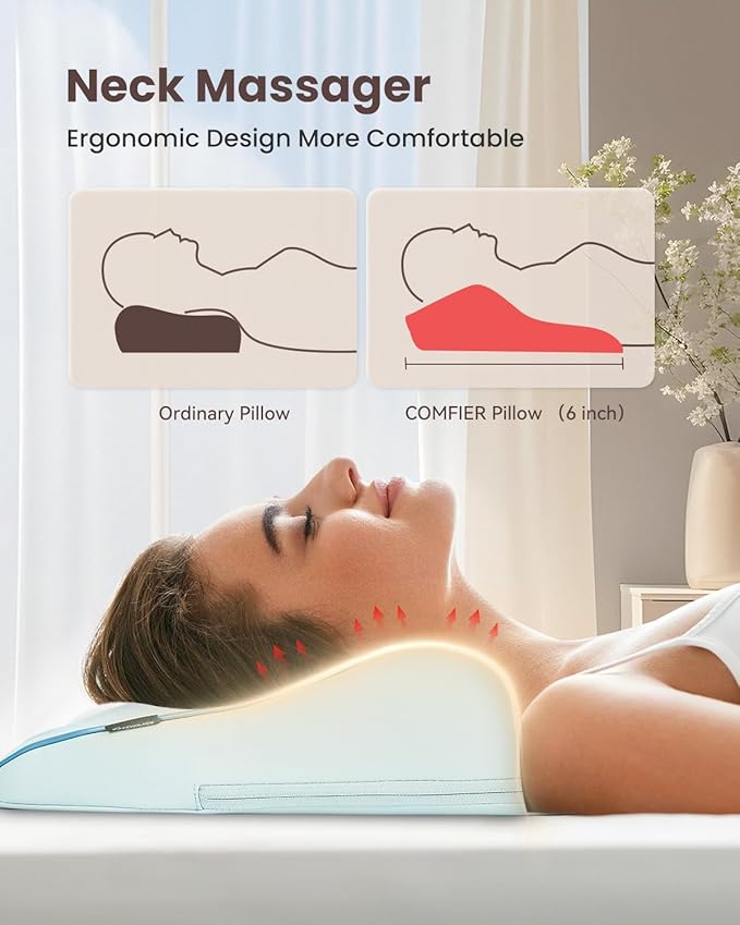 COMFIER Shiatsu Back Massager with Heat, Neck and Back Massager for Pain Relief Deep Tissue,Gift for Men Women Home Office Use-Blue