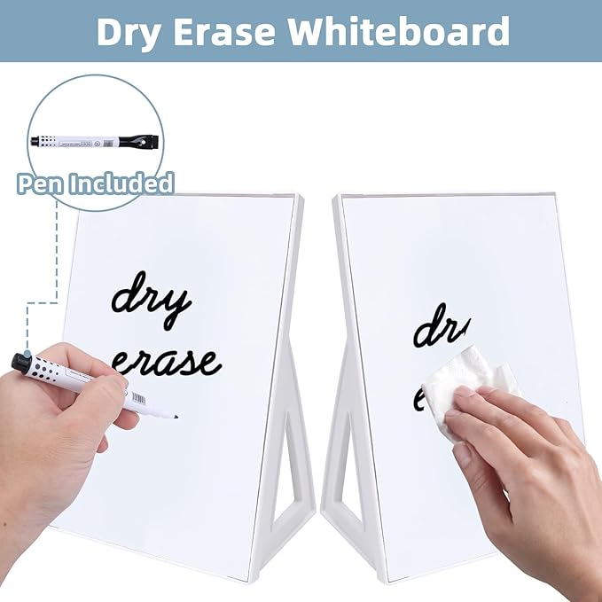 Magnetic Dry Erase Board White Board, 8.3'' x 5.8'', Small Stand-Up or Hangable Desktop Dry Erase White Board, Mini Dry Erase Whiteboard Easel for Desk with One Marker and Two Magnets
