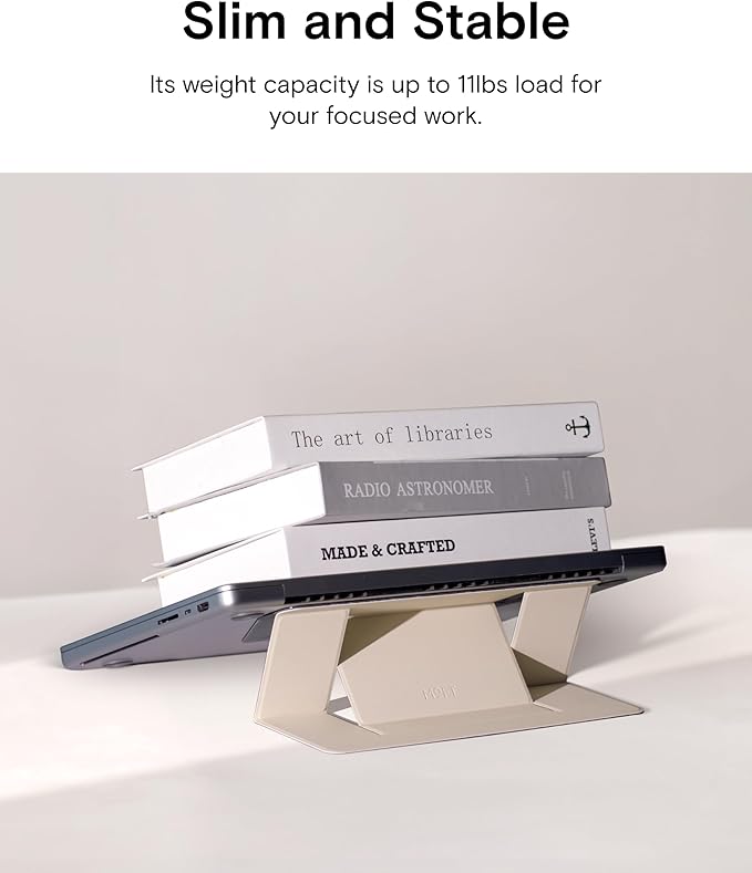 MOFT Laptop Stand for Desk, Adhesive MacBook Computer Stand with 2 Adjustable Viewing Angles, Foldable and Portable Laptop Riser Compatible with 11"-16" Laptops, Silver(Adhesive Version)