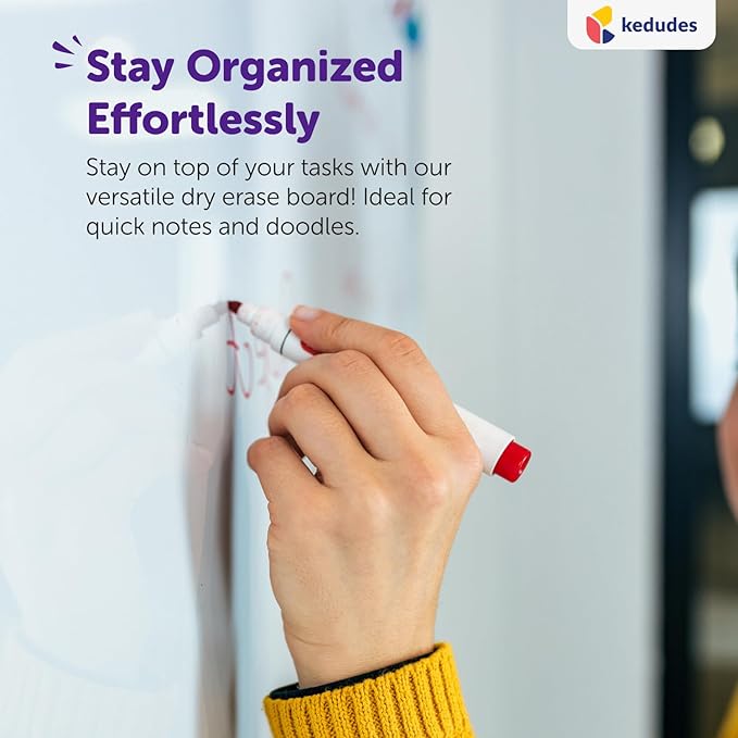 Kedudes Magnetic White Board - 13 x 17 Dry Erase Board with 6 Assorted Color Markers - Reusable and Easy to Erase for Classroom, Home, and Office Organization