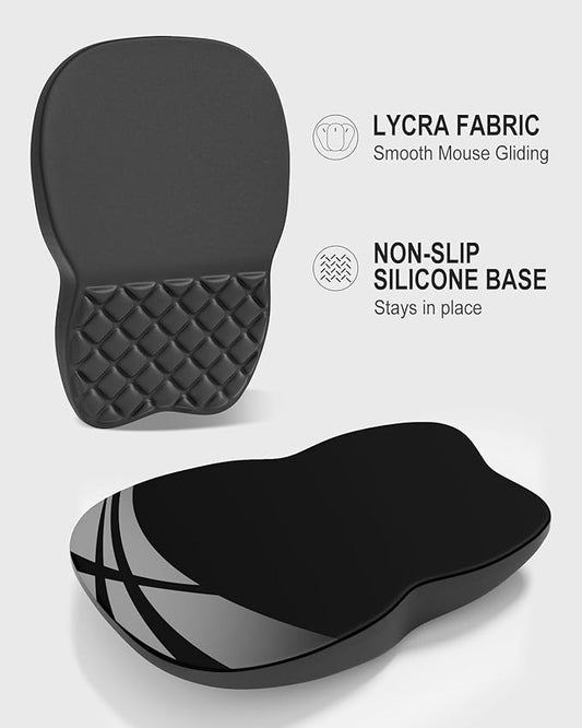 Auhoahsil Ergonomic Mouse Pad with Wrist Rest, Comfortable Slope Computer Mouse Mat with Wrist Support, Memory Foam Filling, Non-Slip Silicone Base, Pain Relief, for Gaming & Work, 8 x 12 in, Gray