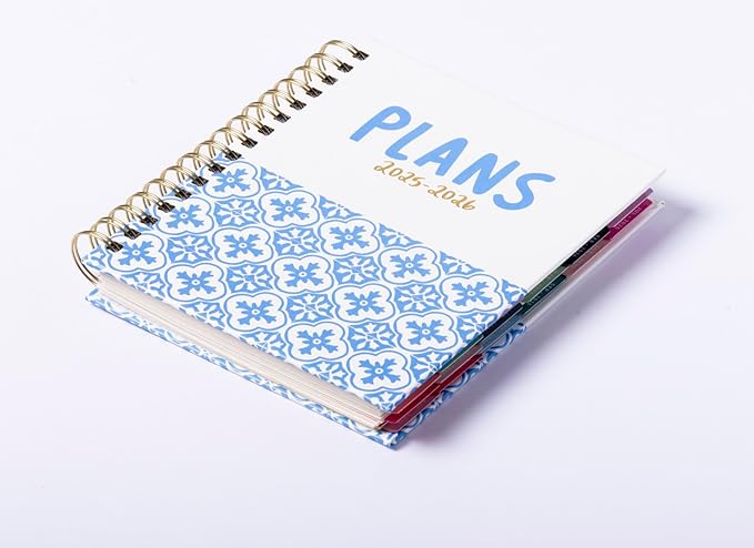 2025-2026 Eccolo Spiral Agenda Planner, Blue Plans, Weekly & Monthly Pages, 18 Months, Sticker Sheets, Inspirational Quotes (7.75 x 8.75, July 2025 - Dec 2026)