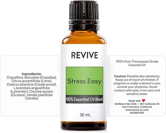 Stress Easy Essential Oil Blend 30mL by REVIVE Essential Oils - REVIVEEO - 100% Pure Therapeutic Grade, for Diffuser, Humidifier, Massage, Aromatherapy, Skin & Hair Care