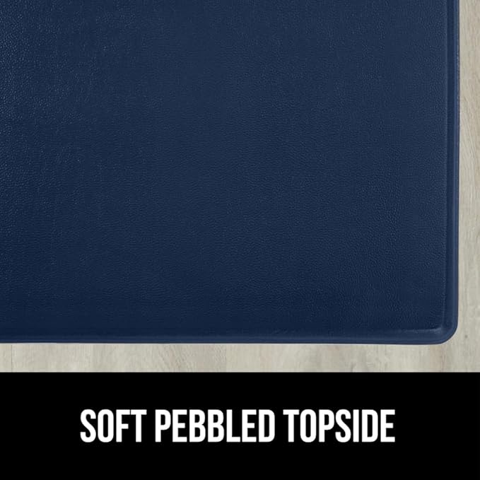 GORILLA GRIP 2 Pack Comfortable Cushioned Kitchen Mats for Floor, 17x29 + 17x59, Waterproof and Stain Resistant, 1/2 Inch Thick Soft Ergonomic Standing Desk Anti Fatigue Mat, Foam Supports Feet, Navy