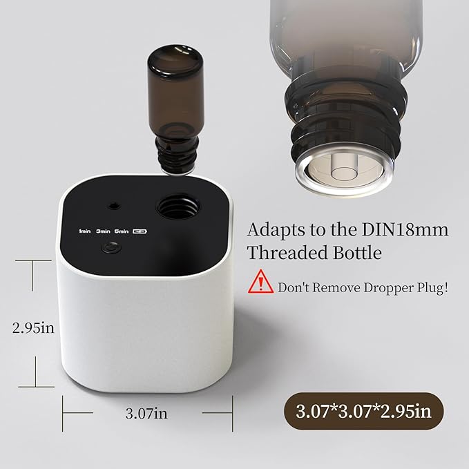 Waterless Essential Oil Diffuser,Portable Scent Diffuser with Battery Operated,3 Mist Modes,Fast Charging,Mini Aromatherapy Diffusers for Home,Bedroom,Office,Includes 10ml Essential Oil,White