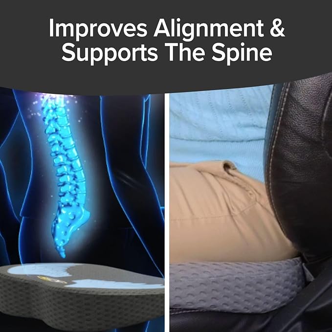 Auto Cushion with Memory Foam, AS SEEN ON Fox News, Advanced Lumbar Helps Relieve Pressure Points, Molds to Any Body, Drive in Heavenly Comfort in Any Vehicle, Breathable, Washable Cover