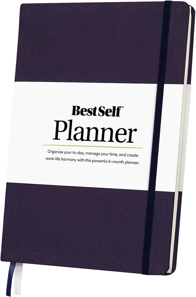 BestSelf Self Planner โ 6-Month Undated Life Planner for Goal Setting, Time Management & Productivity โ 7"x10" Navy Notebook