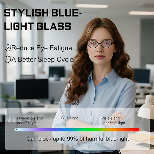 HAOLOTA Blue Light Blocking Glasses Women, Trendy Round Anti Eyestrain UV Glare TV Phone Computer Gaming Eyeglasses
