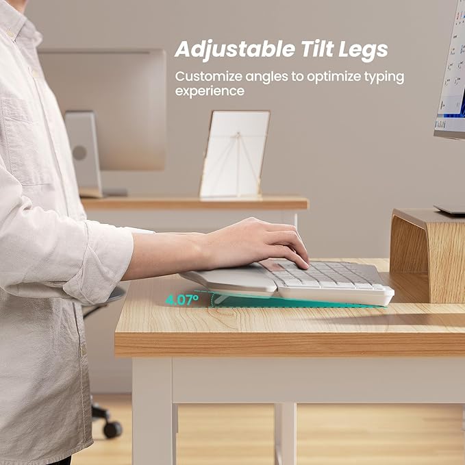 Nulea KM75 Wireless Keyboard and Mouse Combo, Comfortable Natural Typing, Palm Rest, Multi-Device (Bluetooth, 2.4G, Wired), Rechargeable, for Multi-OS, Windows, Mac, Android (White Pink)