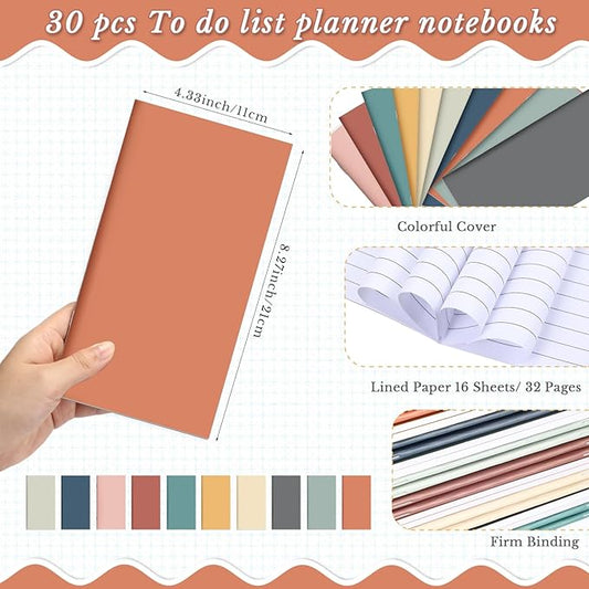 Qilery 30 Pcs 2025-2026 Daily Weekly Planner Bulk Christmas Employee Appreciation Gifts Small Pocket Journal to Do List Goals Notepad for Coworkers Teacher Students Team (Bright Color)