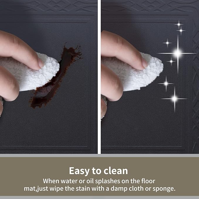 24 x 60 Inch Extra Support Anti Fatigue Comfort Kitchen Mat, Waterproof Long Kitchen Runner, Non-Slip Standing Desk Mat, Commercial Pads for Offices, Home, Garages (Bordeaux Black, 24'' x 60'')