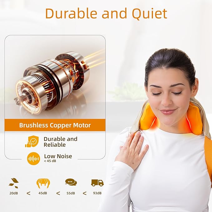 Cordless Neck and Shoulder Massager with Heat and Voice Prompts, Compact and Lightweight, Deep Tissue Shiatsu Neck and Back Massager for Pain Relief, Gifts for Women, Men, Mom and Dad