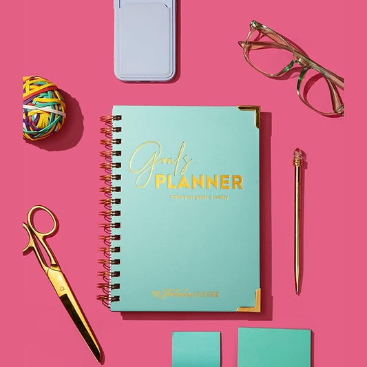 Undated Goal Planner, Daily & Weekly Organizer & Productivity Planner with Goal Setting Worksheets, To Do lists Journal, Notes & Ideas Pages, A5 Size (Aqua)