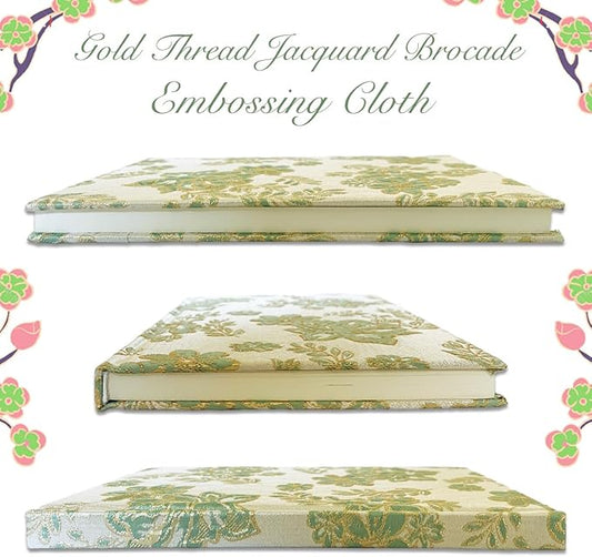 Flower Notebook, Hardcover, Lay Flat, A5, 6x8, Wide Ruled Pages, Writing Journal for Women, Pretty Notebook, Recipe Journal, Garden Journal, Gratitude Journal, Plum Blossom, Green