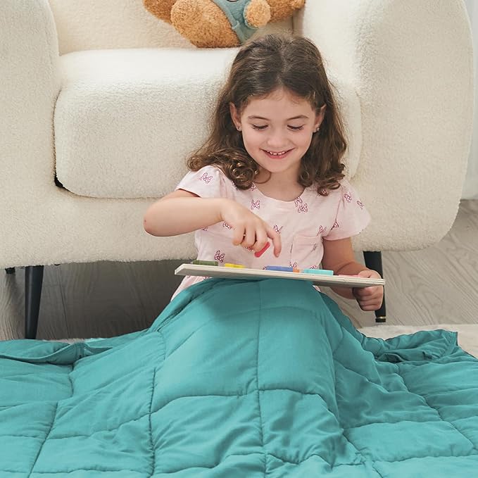 yescool Weighted Blanket (3 lbs, 36" x 48", Teal) Cooling Heavy Blanket for Sleeping Perfect for 20-40 lbs, Breathable Blanket with Premium Glass Bead, Machine Washable