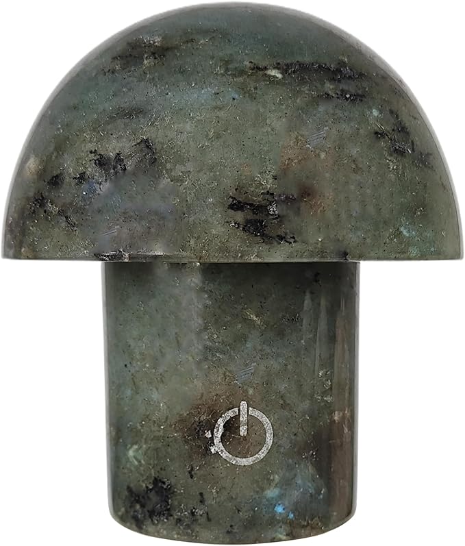 Handcrafted Onyx Mushroom Lamp - 4.3" x 4.7" Natural Marble Stone Night Light with 3-Level Brightness, Rechargeable Touch LED Accent Light for Bedroom, Office, Gift