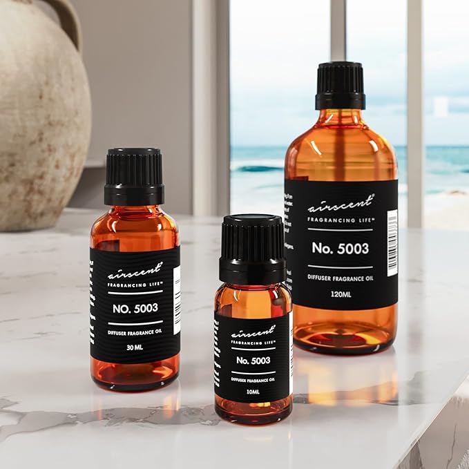 AirScent Coco-Inspired Diffuser Oil - No. 5003 Perfume Dupe - Premium Fragrance Oil Blend for Ultrasonic and Waterless Diffusers and Crafting - 120 ml, 4 fl oz Glass Bottle with Dropper