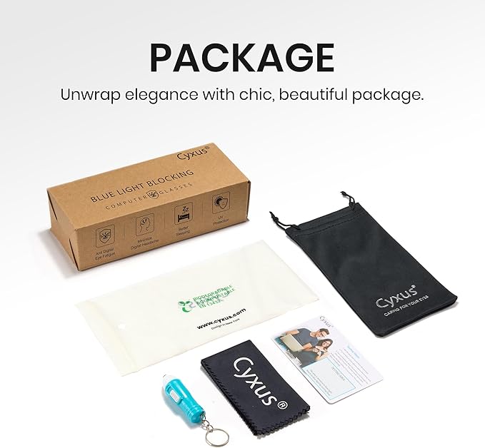 Cyxus Blue Light Blocking Glasses Men Women Computer Gaming Glasses Rectangle UV400 Photochromic glasses 8208i01