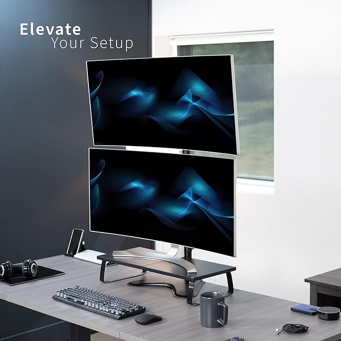 VIVO Extra Tall Single LCD Computer Monitor Free-Standing Adjustable Desk Stand for 1 Screen up to 27 inch, STAND-V011H