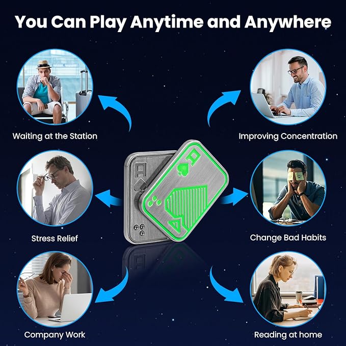 Metal Fidget Toys, Glowing Magnetic Fidget Slider for Adults, EDC Glowing Poker Push Card ,Relieve Stress ADHD & Anxiety, Cool Gadget Office Desk Toy, Gift for Man Father Friends Boyfriend