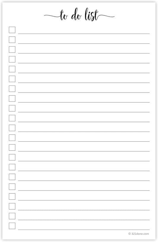 321Done To Do List Notepad - 50 Sheets (5.5" x 8.5") To-Do's Notepad Tear Off, Planning Memo Pad, Planner Checklist Organizing - Made in USA - Simple Script - Wide-Ruled