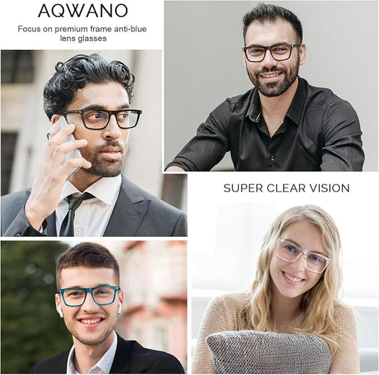 AQWANO 4 Pack Computer Reading Glasses Blue Light Filter Readers Glare Glasses for Men Women
