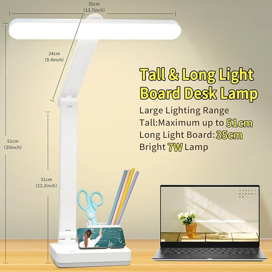 Cordless Desk Table Lamp Reading Light Rechargeable Battery 4000mah, Tall & Large Light 50 LED,Touch 3 Modes,2 Ways Power,Dimmable, Bedroom Bedside Lamp,20 Inch