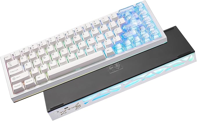 YUNZII AL65 Wireless Mechanical Keyboard, Full Aluminum CNC,Support QMK/VIA Software Gasket Structure,60% Hot Swappable with RGB Backlit BT/2.4G/USB-C for Mac/Windows(White, Milk V2)